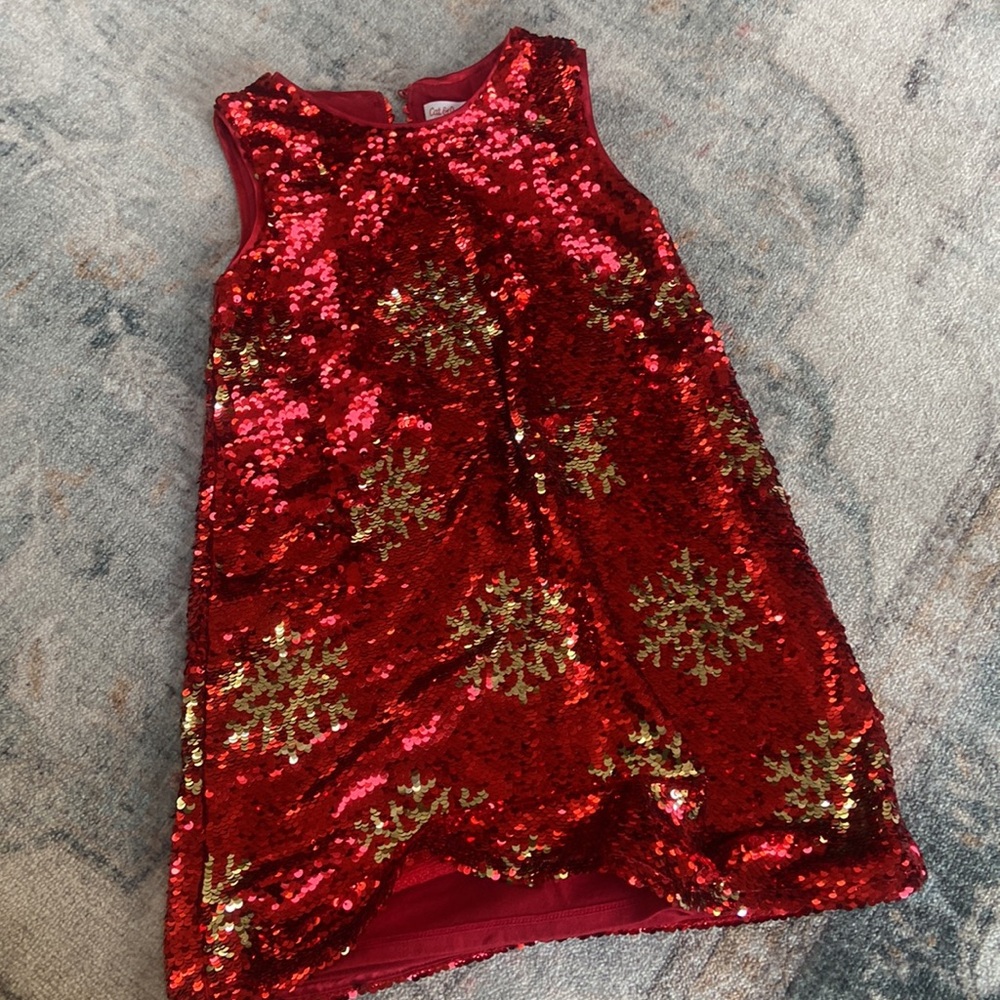 Cat and Jack Girls Snowflake Sequin Tank Dress